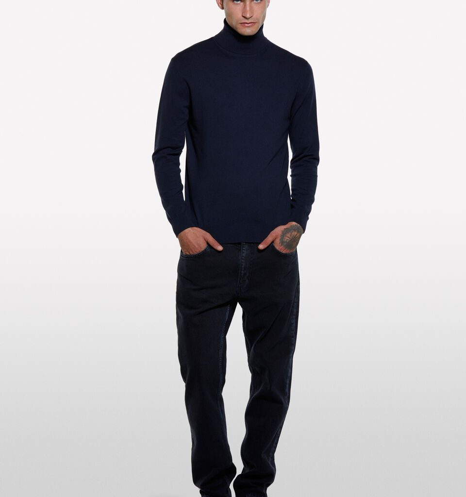 Camisola azul-escuro com gola alta - camisolas gola alta para homem - Azul-Escuro | Sisley image number 1